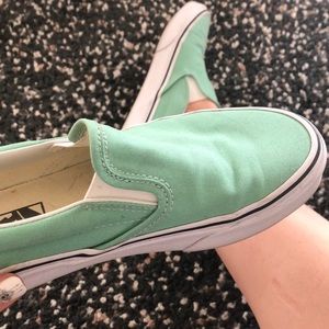 Turquoise Vans Slip-ons